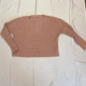 Free People V-Neck Sweater - Soft Mauve